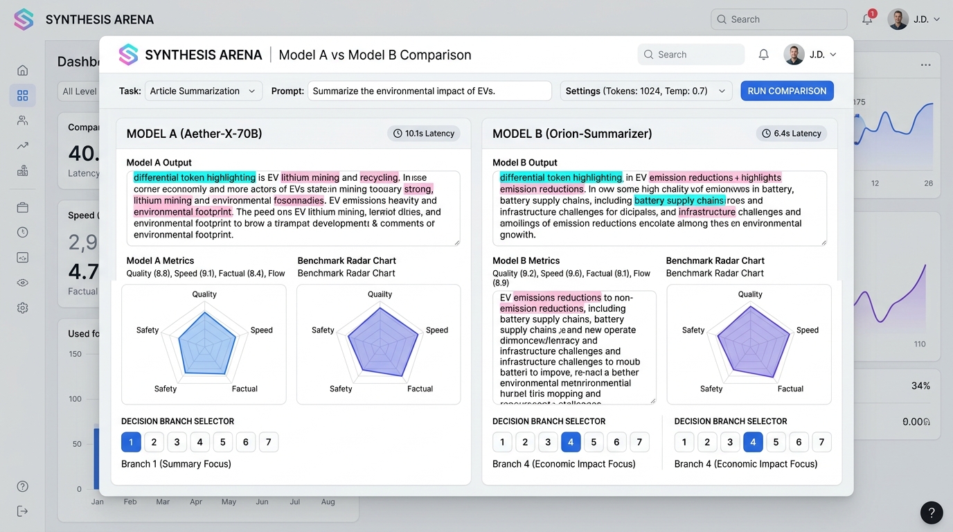 Side-by-Side Dual Pane Model Output Comparison Interface